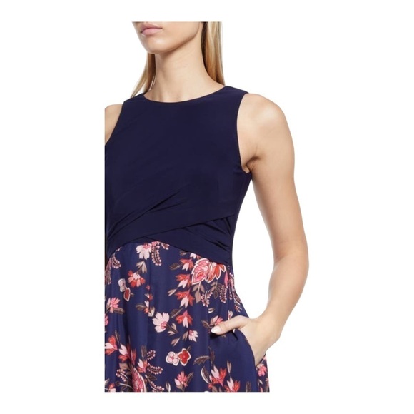 Vince Camuto Mixed Media Handkerchief Hem Midi Dress NWT - Picture 9 of 11